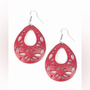 ❣️Red wooden Teardrop Earring❣️